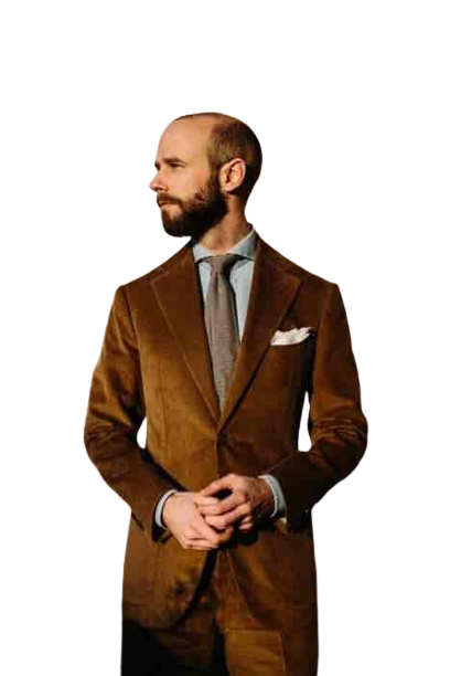 2-piece corduroy suit dry cleaning and alterations by Quality Dry Cleaners